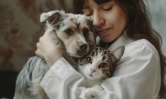 Les chiens, plus démonstratifs, offrent une interaction émotionnelle proche de celle d’un enfant. Les chats, plus indépendants, demandent parfois une forme d’attachement où le propriétaire interprète leurs signes d’affection. (crédit: Adobe Stock/photo générée par IA)