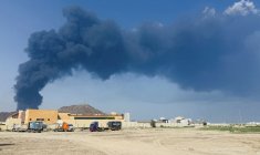 Zone pétrolière de Fujairah, après l'interception d'un drone par les défenses aériennes, selon le bureau des médias de Fujairah